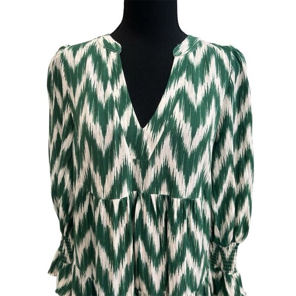 Tuckernuck Pomander Place Green Ikat Kenzo Dress Size Small - Picture 7 of 11